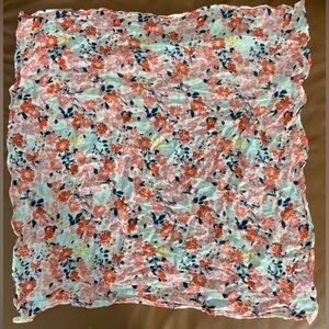 White floral small square scarf